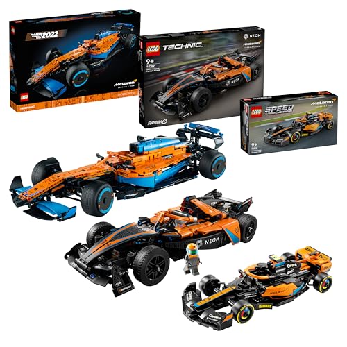 LEGO Rennwagen-Bundle: Enthält Technic McLaren Formel 1 Rennwagen (42141) Set für Erwachsene, Technic NEOM McLaren Formula E Race Car (42169), Speed Champions McLaren Formel-1 Rennwagen 2023 (76919) von LEGO