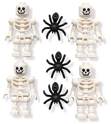LEGO Zubehör - Gruselige Halloween Skelett Minifiguren (4 Stück) mit extra Spinnen von LEGO