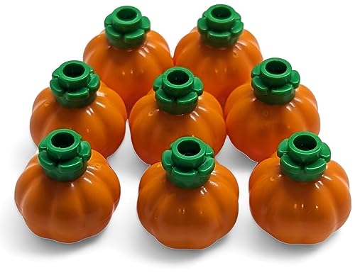 LEGO Zubehör – orangefarbene Kürbisse mit leuchtend grünen Stielen (Paket mit 8 Stück) Gruselige Jack-0-Laterne Bauspielzeug für Kinder ab 8 Jahren von LEGO
