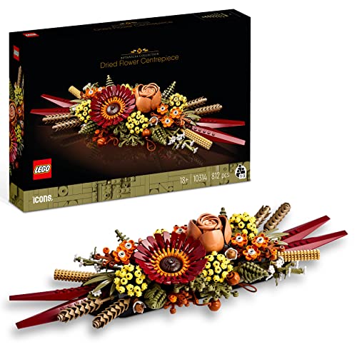 LEGO 10314 Icons Trockenblumengesteck Set, Botanical Collection zum Basteln für Erwachsene, künstliche Blumen mit Rose und Gerbera, Tischdeko oder Wanddeko von LEGO
