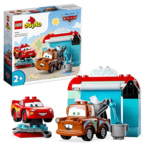 LEGO DUPLO Disney and Pixar's Cars Lightning McQueen & Mater in der Waschanlage Spielzeugautos, Motorikspielzeug für Jungen und Mädchen ab 2 Jahren 10996 von LEGO