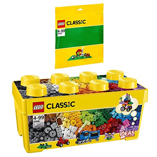 Lego Classic 2er Set 10696 & 10700 Bausteine-Box + Grüne Grundplatte – Kreatives Konstruktionsspielzeug für Kinder, Fördert Feinmotorik und Vorstellungskraft, Ideal für Bauprojekte und Lernspiele Lego Classic 2er Set 10696 & 10700 Bausteine-Box + Grüne Grundplatte – Kreatives Konstruktionsspielzeug für Kinder, Fördert Feinmotorik und Vorstellungskraft, Ideal für Bauprojekte und Lernspiele von LEGO