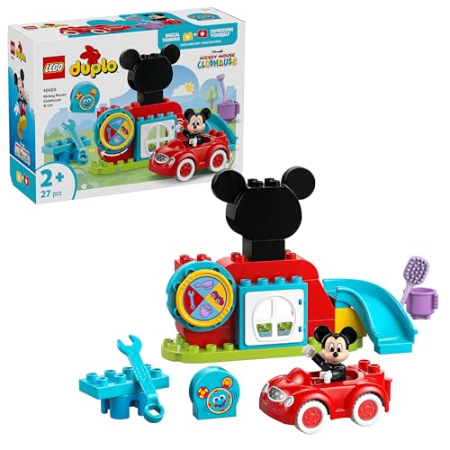 LEGO DUPLO - Disney Mickys Clubhaus und Auto - Lernspielzeug für Vorschulkinder - Bauset mit 2 Minifiguren, inkl. Micky Maus und Computer Toodles - Geschenkidee für Jungen & Mädchen ab 2 Jahren 10454 von LEGO
