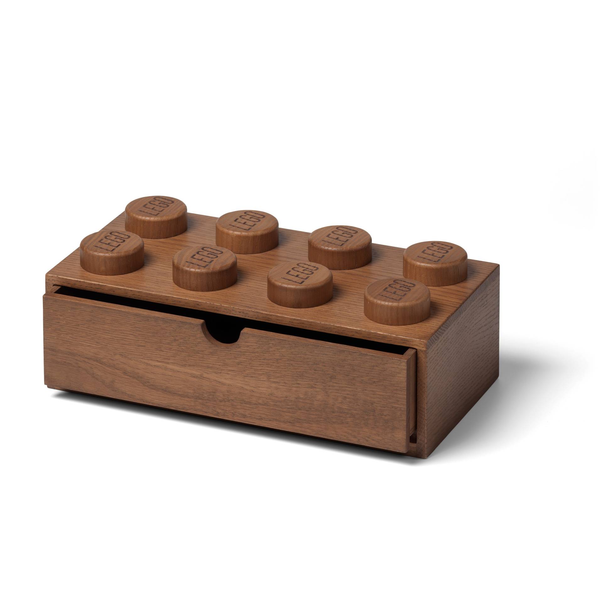 Schubkasten mit 8 Noppen aus dunklem Eichenholz von LEGO
