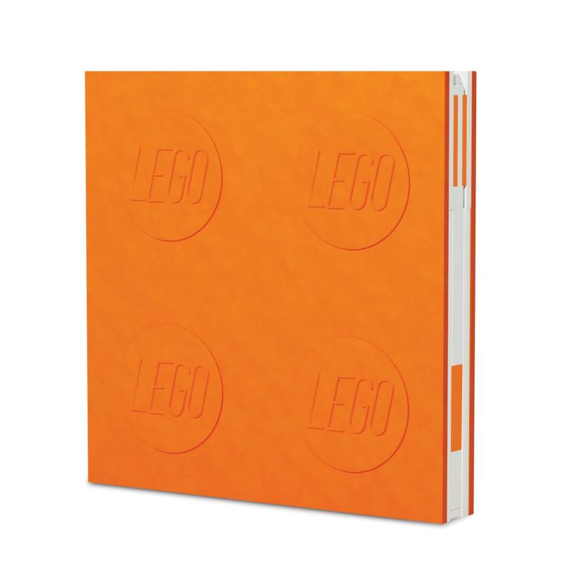 Verschließbares Notizbuch mit Gelschreiber in Orange von LEGO