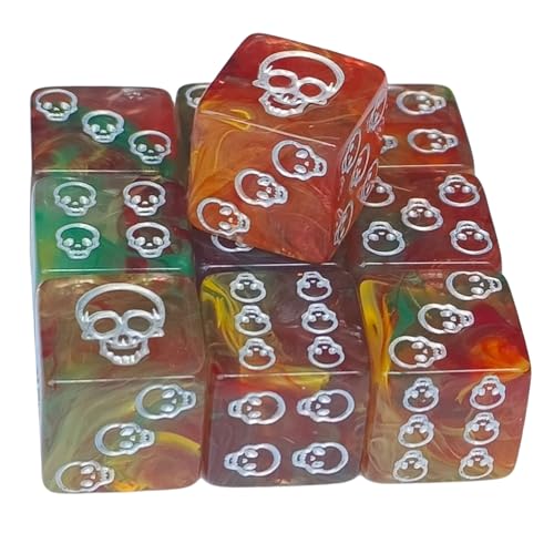 10pcs Acryl Sechsseitig Dices Set Schädelmuster Tischspiel Dices Round Colle Rolle Dices Dices Brettspielzubehör von LEIDJGUN
