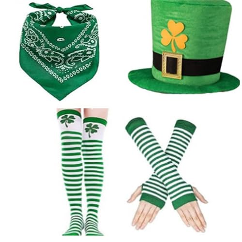 LEIDJGUN 4pieces Green Shamrock Bandana Und Handschuhe Kostüm Set Für Verschiedene Alterskarnivalen Party Und Themenversammlungen Supply LEIDJGUN 4pieces Green Shamrock Bandana Und Handschuhe Kostüm Set Für Verschiedene Alterskarnivalen Party Und Themenversammlungen Supply von LEIDJGUN