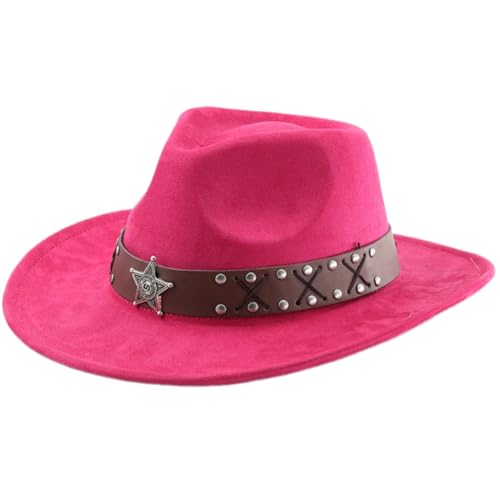 LEIDJGUN Auffälliger Westernhut, Rollenspiel-Kostüm, Hut, Mottoparty, Zylinder, Nietenband, ethnischer Fedora-Hut für Abendparty von LEIDJGUN