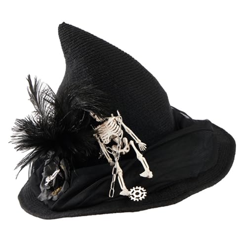 LEIDJGUN Coole Hexenhut Gear Spinnen für Damen Herren Teenager für Halloween Party Skelett Retro Zauberer Cosplay von LEIDJGUN