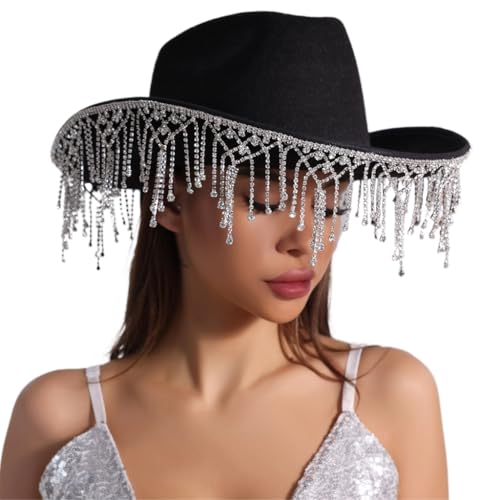 LEIDJGUN Damen Strass Fransen Hut Fransen Hut Hochzeit Party Zubehör LEIDJGUN Damen Strass Fransen Hut Fransen Hut Hochzeit Party Zubehör von LEIDJGUN