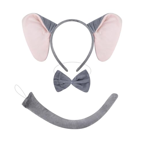 LEIDJGUN Elefant Kostüm Set Elephant Ohrs Und Schwanz Bowtie Tutus Fancy Kostüm Kits Accessoires Für Halloween Cosplay von LEIDJGUN