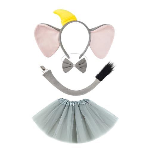 LEIDJGUN Elefant Kostüm Set Elephant Ohrs Und Schwanz Bowtie Tutus Fancy Kostüm Kits Accessoires Für Halloween Cosplay von LEIDJGUN