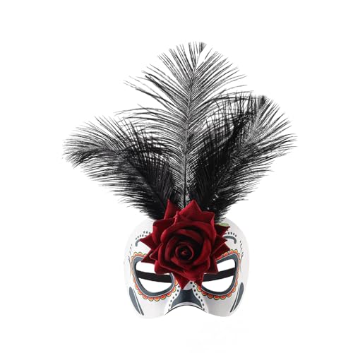LEIDJGUN Federierte Und Künstliche Rosenblumenparty Maske Halloween Day Der Toten Halben Eyemask Für Feierlichkeiten von LEIDJGUN