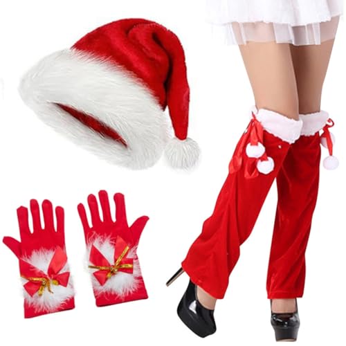 LEIDJGUN Festliche Cosplay-Mütze, Socken, Handschuhe, Anzug für Herren und Damen, Weihnachtsmütze, Western-Weihnachtsmannmützen für Weihnachten, Party LEIDJGUN Festliche Cosplay-Mütze, Socken, Handschuhe, Anzug für Herren und Damen, Weihnachtsmütze, Western-Weihnachtsmannmützen für Weihnachten, Party von LEIDJGUN