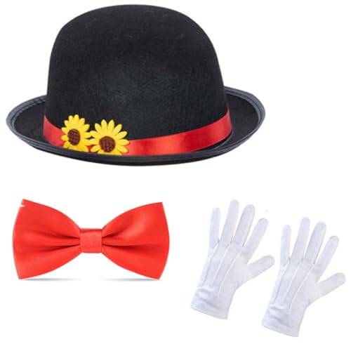 LEIDJGUN Halloween Magier Kostüm Hut Fliege Uni Cosplay Party Kostüm Kuppel Hut Bühne Requisiten Magische Show Outfit Zubehör von LEIDJGUN
