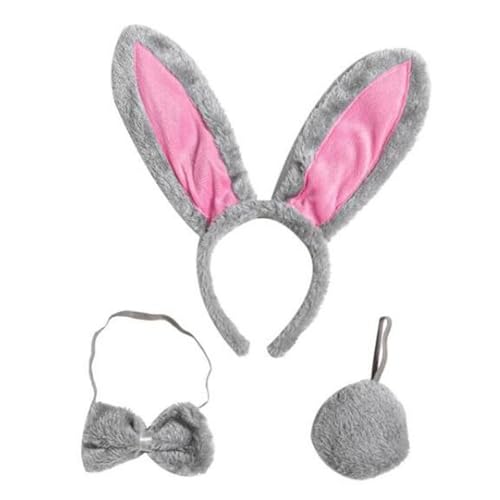 LEIDJGUN Hasenohren, Stirnbänder mit Schwanz, Fliege, Set, Kaninchen, Ohren, Haarreifen, Kaninchen, Haarbänder, Kaninchen, Kostüm-Set für Party LEIDJGUN Hasenohren, Stirnbänder mit Schwanz, Fliege, Set, Kaninchen, Ohren, Haarreifen, Kaninchen, Haarbänder, Kaninchen, Kostüm-Set für Party von LEIDJGUN