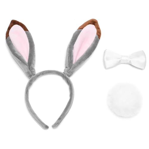 LEIDJGUN Hasenohren, Stirnbänder mit Schwanz, Fliege, Set, Kaninchen, Ohren, Haarreifen, Kaninchen, Haarbänder, Kaninchen, Kostüm-Set für Party LEIDJGUN Hasenohren, Stirnbänder mit Schwanz, Fliege, Set, Kaninchen, Ohren, Haarreifen, Kaninchen, Haarbänder, Kaninchen, Kostüm-Set für Party von LEIDJGUN