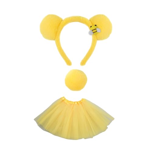 LEIDJGUN Kindertierbären Kostüme Bären Ohren Stirnband Schwanz Tutus Rock Tierausgefallene Kostüm Kits Halloween Cosplay Party Accessoire von LEIDJGUN