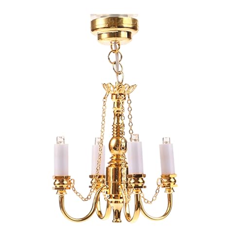 LEIDJGUN Kronleuchter Kerze Deckenlampe Miniaturmöbel Modell Dolls Houses Accessoire Realistic Lighting Toy Playset 1:12 LEIDJGUN Kronleuchter Kerze Deckenlampe Miniaturmöbel Modell Dolls Houses Accessoire Realistic Lighting Toy Playset 1:12 von LEIDJGUN