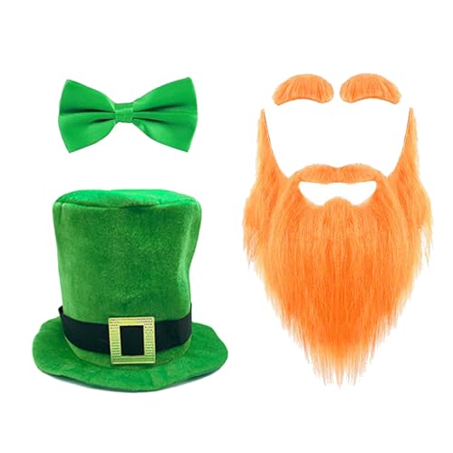LEIDJGUN Patricks Day Kostüm Set Kobold Augenbrauen Schnurrbartschuhe Für Partykostüm Irische Festivalzubehör LEIDJGUN Patricks Day Kostüm Set Kobold Augenbrauen Schnurrbartschuhe Für Partykostüm Irische Festivalzubehör von LEIDJGUN