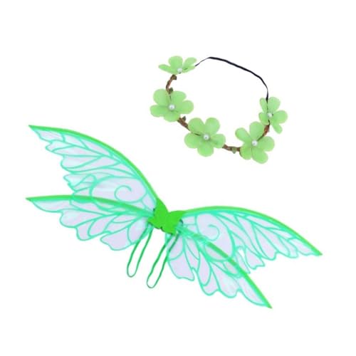 LEIDJGUN Skurriles Elfenverkleidungsset mit Schmetterlingsflügel und Blume, Kopfbedeckung für Halloween, Cosplay, Kostüm und Geburtstagsfeiern LEIDJGUN Skurriles Elfenverkleidungsset mit Schmetterlingsflügel und Blume, Kopfbedeckung für Halloween, Cosplay, Kostüm und Geburtstagsfeiern von LEIDJGUN