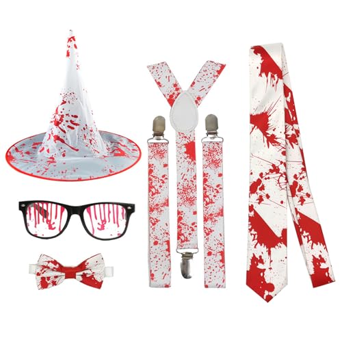 LEIDJGUN Splattered Blood Glasses Halloween Pointed Hat Bloody Gloves Stockings Decorative Glasses Halloween Costume Accessories LEIDJGUN Splattered Blood Glasses Halloween Pointed Hat Bloody Gloves Stockings Decorative Glasses Halloween Costume Accessories von LEIDJGUN