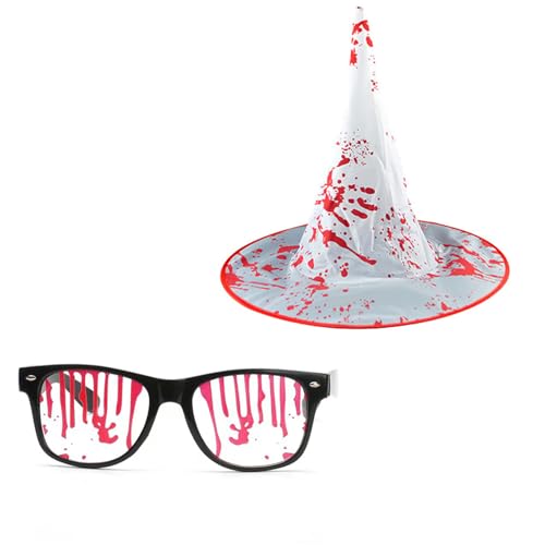 LEIDJGUN Splattered Blood Glasses Halloween Pointed Hat Bloody Gloves Stockings Decorative Glasses Halloween Costume Accessories LEIDJGUN Splattered Blood Glasses Halloween Pointed Hat Bloody Gloves Stockings Decorative Glasses Halloween Costume Accessories von LEIDJGUN