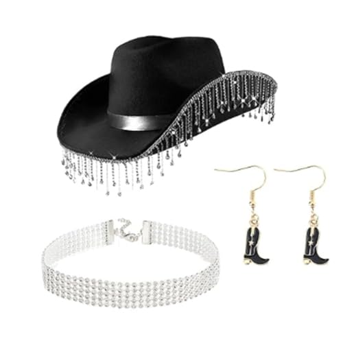 LEIDJGUN Westernhut-Ohrringe mit Fransen für Brautparty, Cowgirl-Kostüm-Set, weiblich, Nachtclub, Maskeraden, Outfit LEIDJGUN Westernhut-Ohrringe mit Fransen für Brautparty, Cowgirl-Kostüm-Set, weiblich, Nachtclub, Maskeraden, Outfit von LEIDJGUN