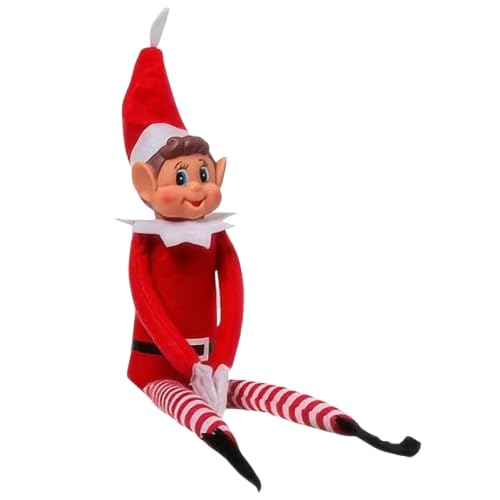 LEIGHT Weiche Vinyl-Elfe mit Hut und Namensschild, der kleinste faltbare Elfe der Welt 40 cm auf dem Regal Weihnachtszubehör für Kinder und Mädchen Farben Rot, Grün und Rosa (Rot) von LEIGHT
