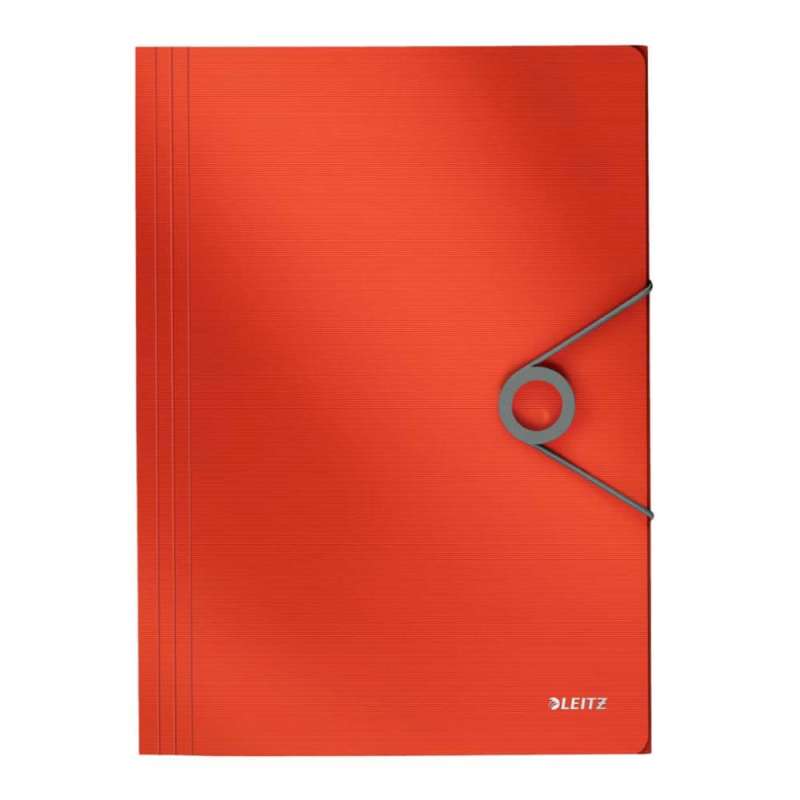 LEITZ Eckspanner / Ordnungsmappe Solid DIN A4, Sets Einzeln, Ausführung 3-Fächer, Farbe hellrot von LEITZ