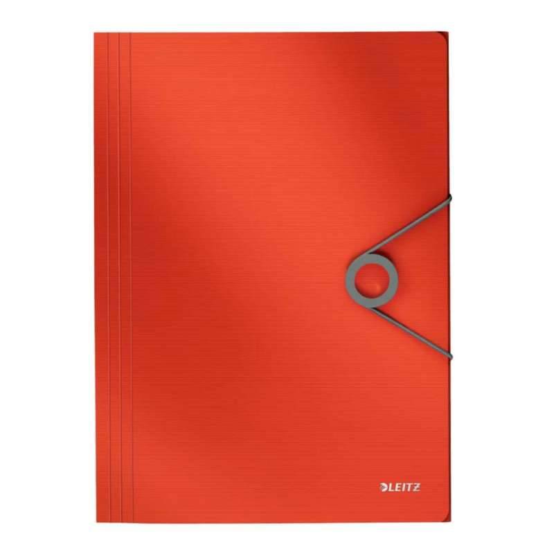 LEITZ Eckspanner / Ordnungsmappe Solid DIN A4, Sets Einzeln, Ausführung 3-Fächer, Farbe hellrot von LEITZ