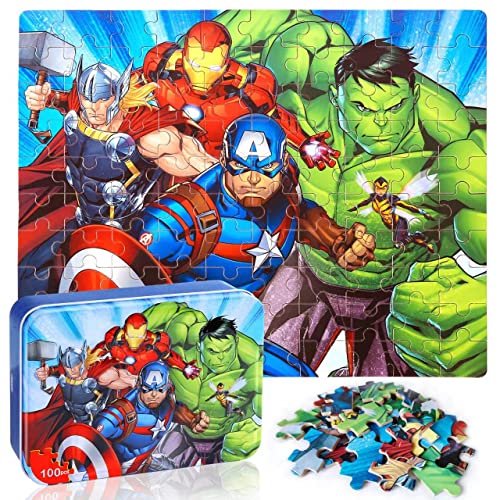LELEMON Puzzle für Kinder, 4 bis 8, 100 Teile in einer Metallbox, Lernpuzzle für Kinder, 100-teiliges Puzzle, Puzzle, Spielzeug für Jungen und Mädchen LELEMON Puzzle für Kinder, 4 bis 8, 100 Teile in einer Metallbox, Lernpuzzle für Kinder, 100-teiliges Puzzle, Puzzle, Spielzeug für Jungen und Mädchen von LELEMON