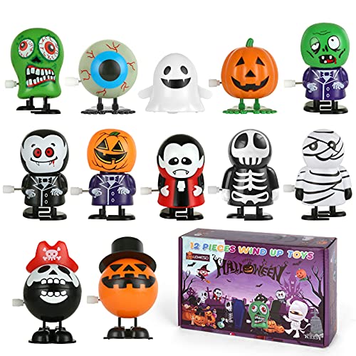 LEMESO 12 Stück Halloween Uhrwerk Spielzeug Aufziehspielzeug Wind up Spielzeug Set Geschenk für Kinder Mädchen und Jungen von LEMESO
