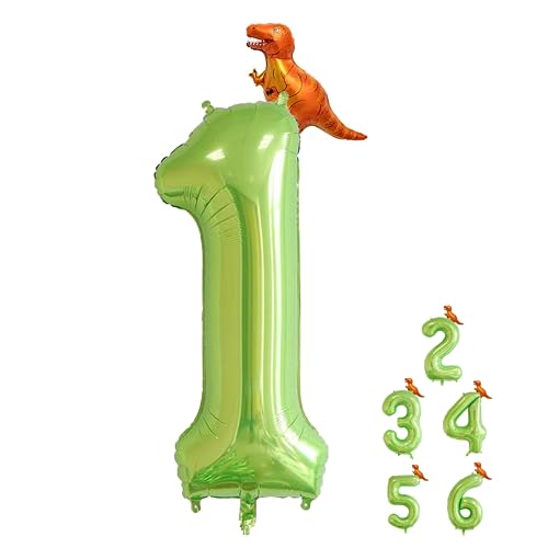 Luftballon 1. Geburtstag, Folienballon 1 mit Dinosaurier, Grün Luftballon 1, Luftballons 1. Geburtstag, Luftballons Geburtstag 1, Zahlen Luftballon, Ballon 1 Geburtstag für Babyparty Geburtstagsdeko von LEMONSTONE