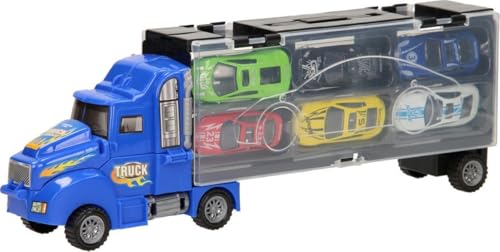 LENA INGROSSO LKW Auto Spielzeug mit 6 Autos 36 x 12 cm - Transportkoffer 36 cm für Kinder von LENA INGROSSO