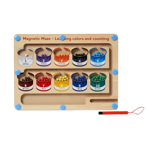 LENA INGROSSO Montessori Magnetisches Labyrinth aus Holz – Lernspiel zum Lernen von Farben und Zahlen von LENA INGROSSO