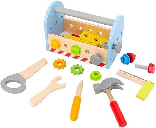 LENA INGROSSO Werkzeugkiste aus Holz mit 12 Teilen - kreatives Spiel für kleine Schreiner! von LENA INGROSSO