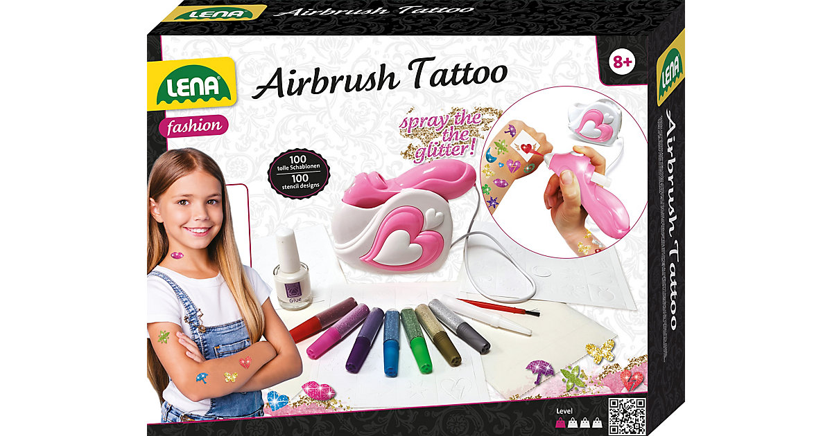 Airbrush Tattoo Studio inkl. 100 Schablonen & 7 Glitzer-Farben Airbrush Tattoo Studio inkl. 100 Schablonen & 7 Glitzer-Farben von LENA