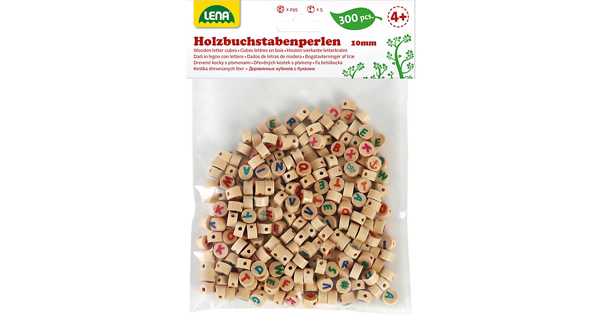 Holz-Buchstabenperlen, natur/bunt, 300 Stück Holz-Buchstabenperlen, natur/bunt, 300 Stück von LENA
