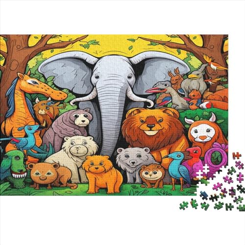Animals Hölzernes Jigsaw Puzzles Für Erwachsene 1000 Teile Elephants Herausforderndes Spiel Heimdekoration Puzzle 1000pcs (75x50cm) von LENTLY