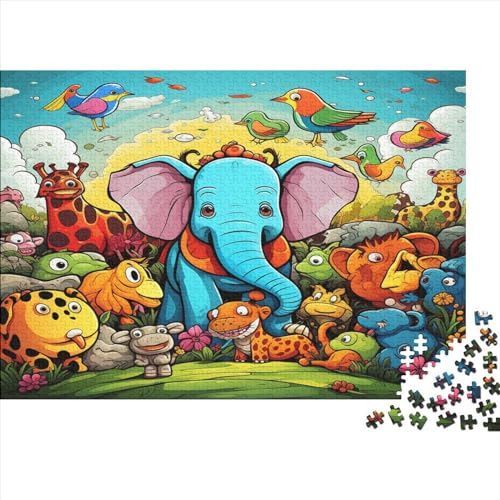 Animals Hölzernes Jigsaw Puzzles Für Erwachsene 1000 Teile Elephants Lernspiel Heimdekoration Puzzle 1000pcs (75x50cm) von LENTLY