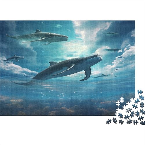 Blue Whales Hölzernes Jigsaw Puzzles Für Erwachsene Kinder 1000 Teile Seafloor Lernspiel Heimdekoration Puzzle 1000pcs (75x50cm) von LENTLY