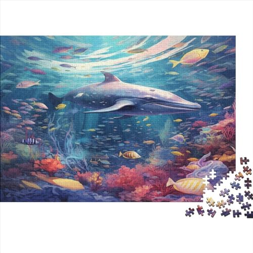 Blue Whales Hölzernes Jigsaw Puzzles Für Erwachsene Kinder 1000 Teile Seafloor Lernspiel Tolles Geschenk Einzigartige Heimdekoration 1000pcs (75x50cm) von LENTLY