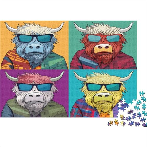 Bulls Hölzernes Jigsaw Puzzles Für Erwachsene Kinder 1000 Teile Cool Herausforderung Spielzeug Heimdekoration Puzzle 1000pcs (75x50cm) von LENTLY