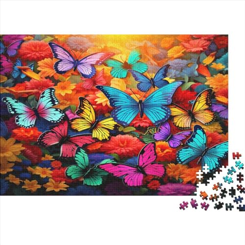 Butterflies Hölzernes Jigsaw Puzzles Für Erwachsene Kinder 1000 Teile Colourful Herausforderung Spielzeug Tolles Geschenk Heimdekoration Puzzle 1000pcs (75x50cm) von LENTLY