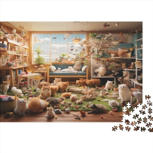 Cats Erwachsene Puzzle Für Erwachsene 1000 Teile Messy Geschicklichkeitsspiel Für Die Ganze Familie Impossible Puzzle Holzspielzeug Moderne Wohnkultur 1000pcs (75x50cm) von LENTLY