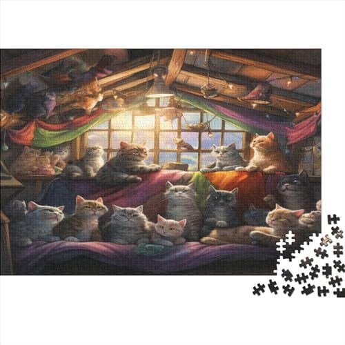 Cats Erwachsenenpuzzle Für Erwachsene 1000 Teile Messy Geschicklichkeitsspiel Für Die Ganze Familie Impossible Puzzle DIY Kit Home Dekoration Puzzle 1000pcs (75x50cm) von LENTLY