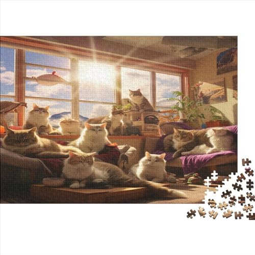 Cats Erwachsenenpuzzle Für Erwachsene 1000 Teile Messy Puzzle Legespiel Impossible Puzzle Holzspielzeug Moderne Wohnkultur 1000pcs (75x50cm) von LENTLY