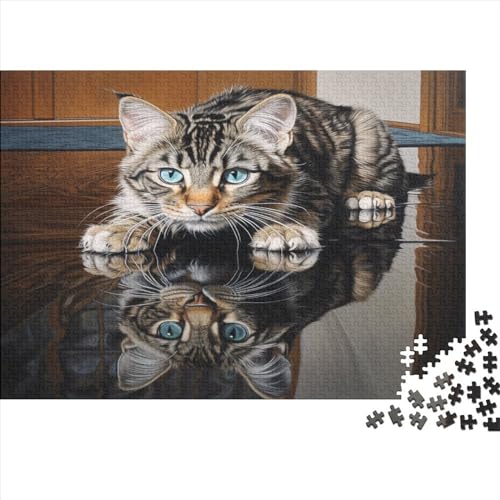 Cats Hölzernes Jigsaw Puzzles Für Erwachsene 1000 Teile Reversed Image Lernspiel Tolles Geschenk Einzigartige Heimdekoration 1000pcs (75x50cm) von LENTLY