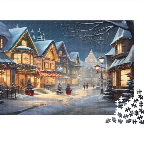 Christmas Streets Puzzle Für Erwachsene Und Kinder 1000 Teile Snow Geschicklichkeitsspiel Für Die Ganze Familie Impossible Puzzle Holzspielzeug Moderne Wohnkultur 1000pcs (75x50cm) von LENTLY